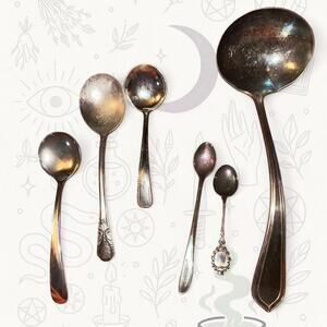 Vintage Silverplate Ladle & Spoon Lot – 6 Piece Mixed Serving Utensil Bundle